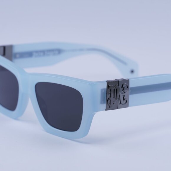 Palm Angels PERI10J MAGNOLIA 4007 Sunglasses Blue Rectangle Frame, Grey Lenses - Picture 2 of 9